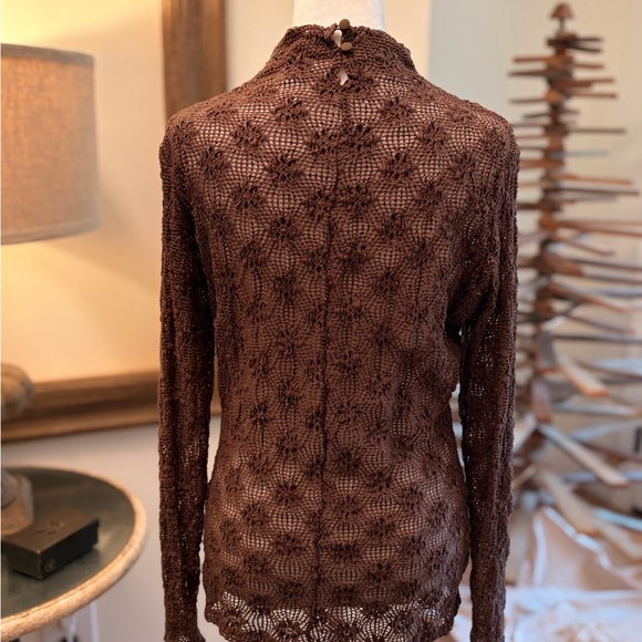 Zara Chocolate Brown Lace Knit Top - Picture 3 of 4